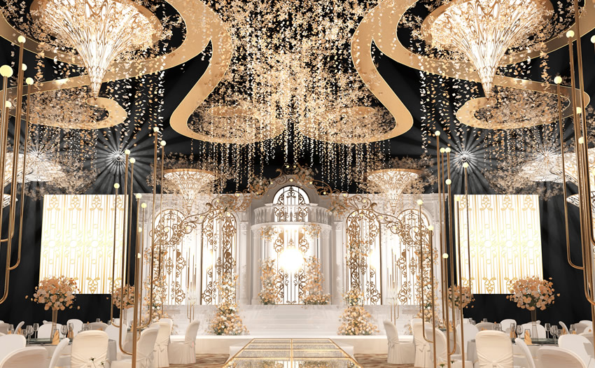 老街街道花木兰喜事汇金色大厅效果展示